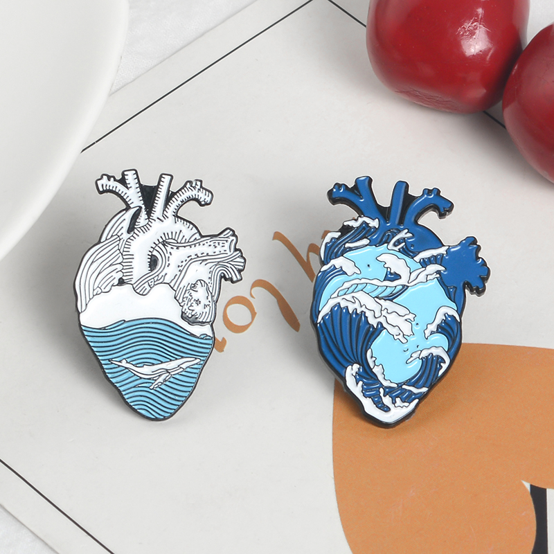 Embroidery Whale - Ocean Wave and Whale Badges Blue