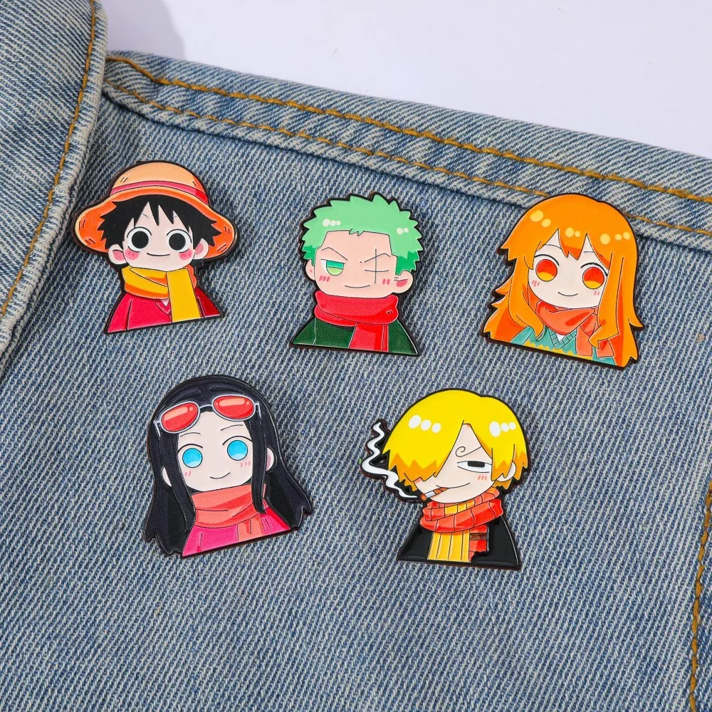 Embroidery Wallpaper - 5 Pcs Cute Anime Cartoon Brooch