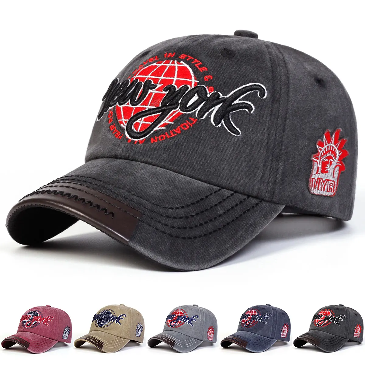 Embroidery York - Unisex New York Embroidery Wash Baseball
