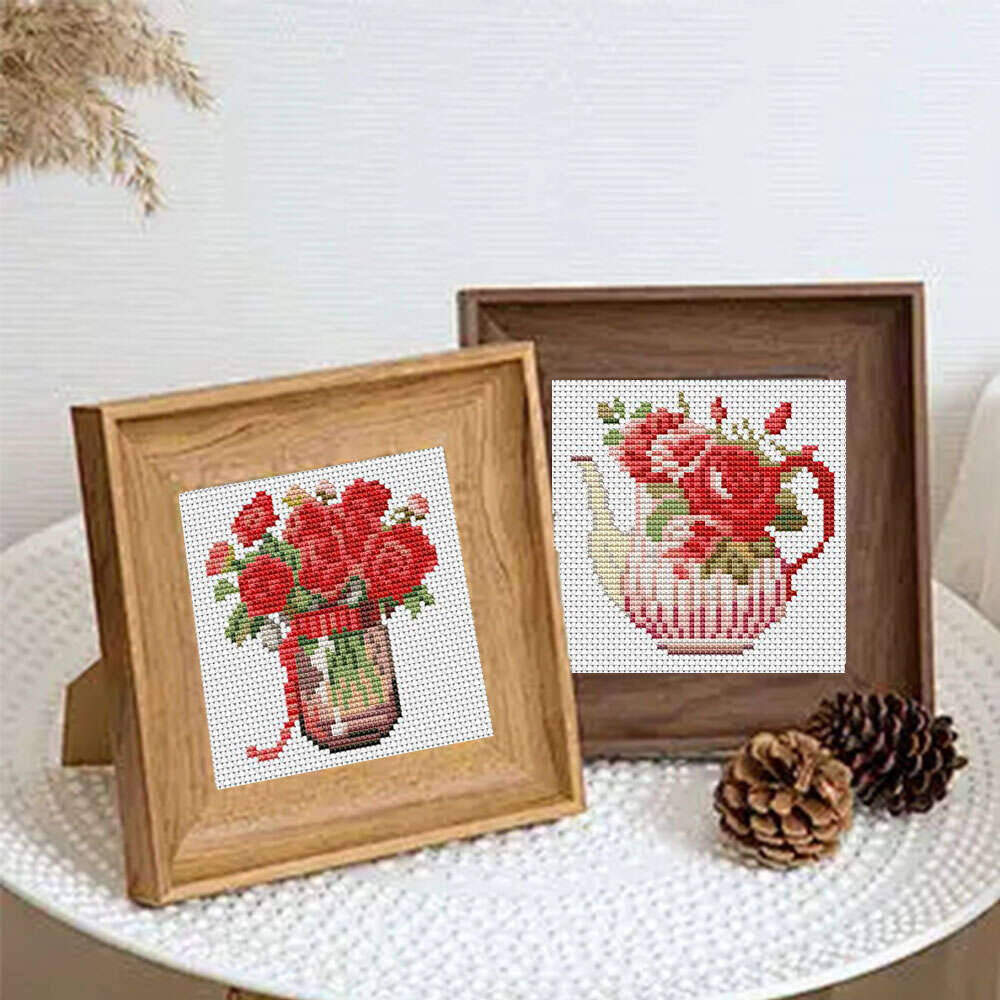 12Pcs Rose Cross Stitch 11Ct P - Embroidery Rose Stitch 评论和价格