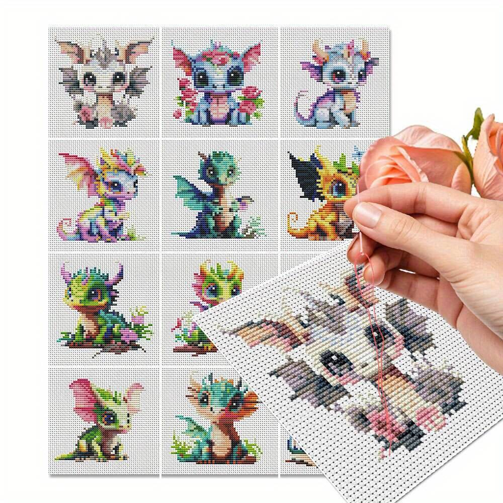 12Pcs Dragon Cross Stitch 11CT - Embroidery Kurta Men 评论和价格