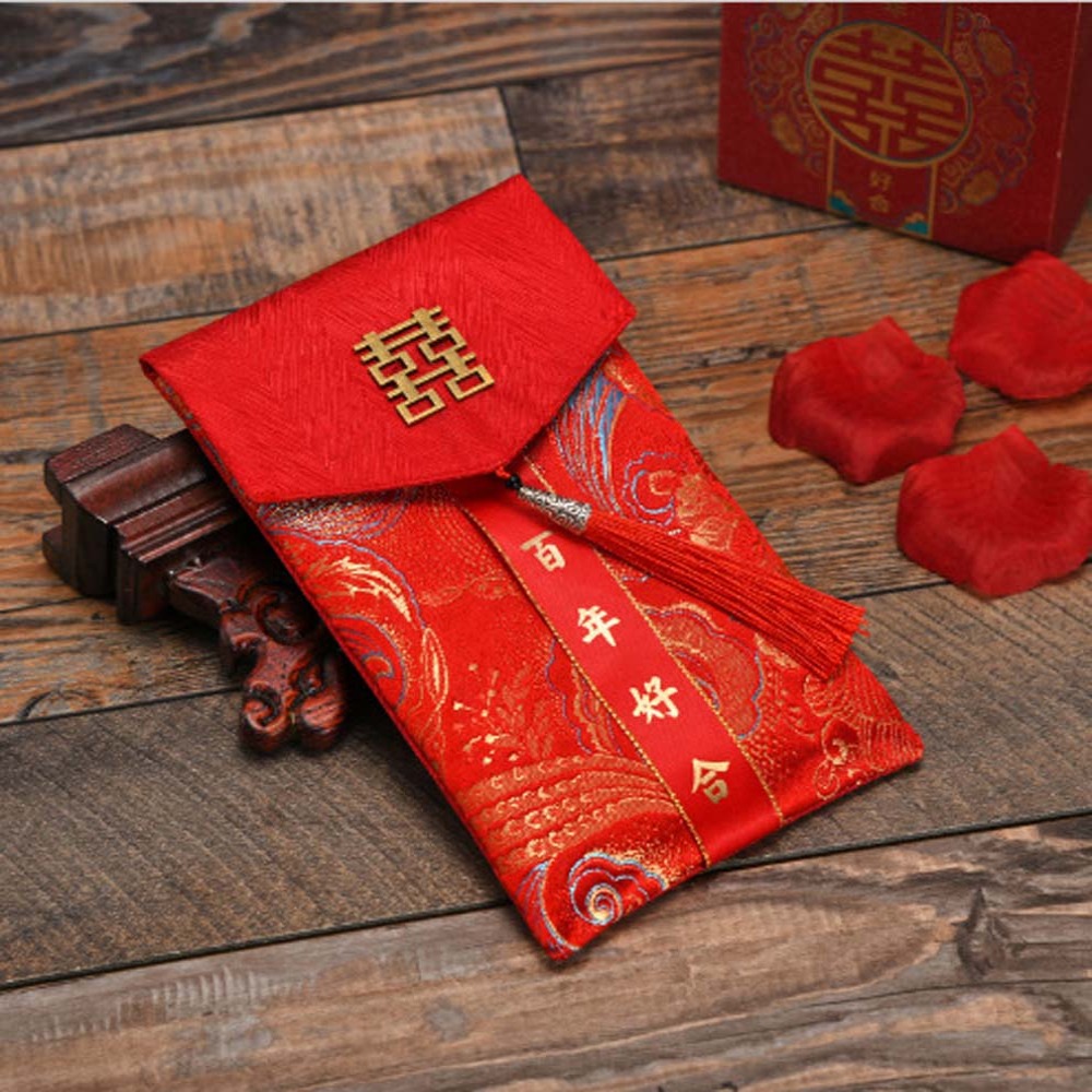 New Year Blessing Words Brocad - Embroidery Red 评论和价格