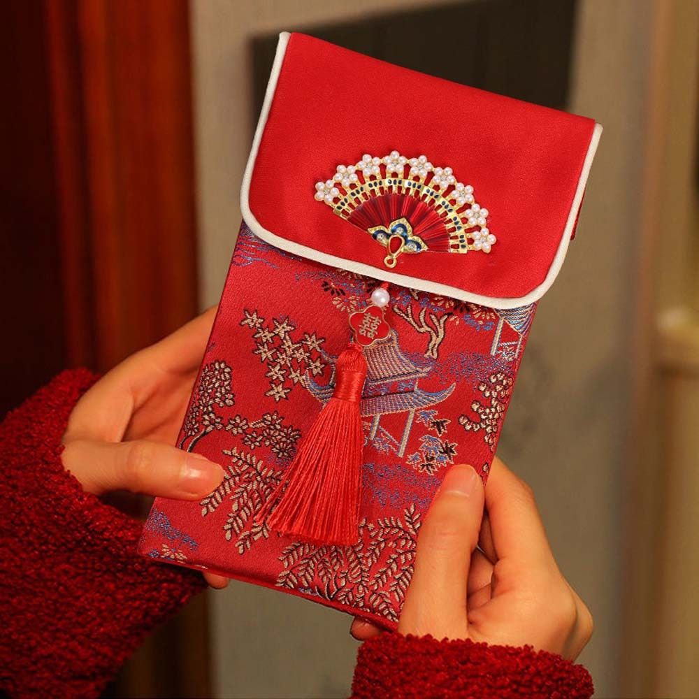 New Year Blessing Words Brocad - Embroidery Red 评论和价格