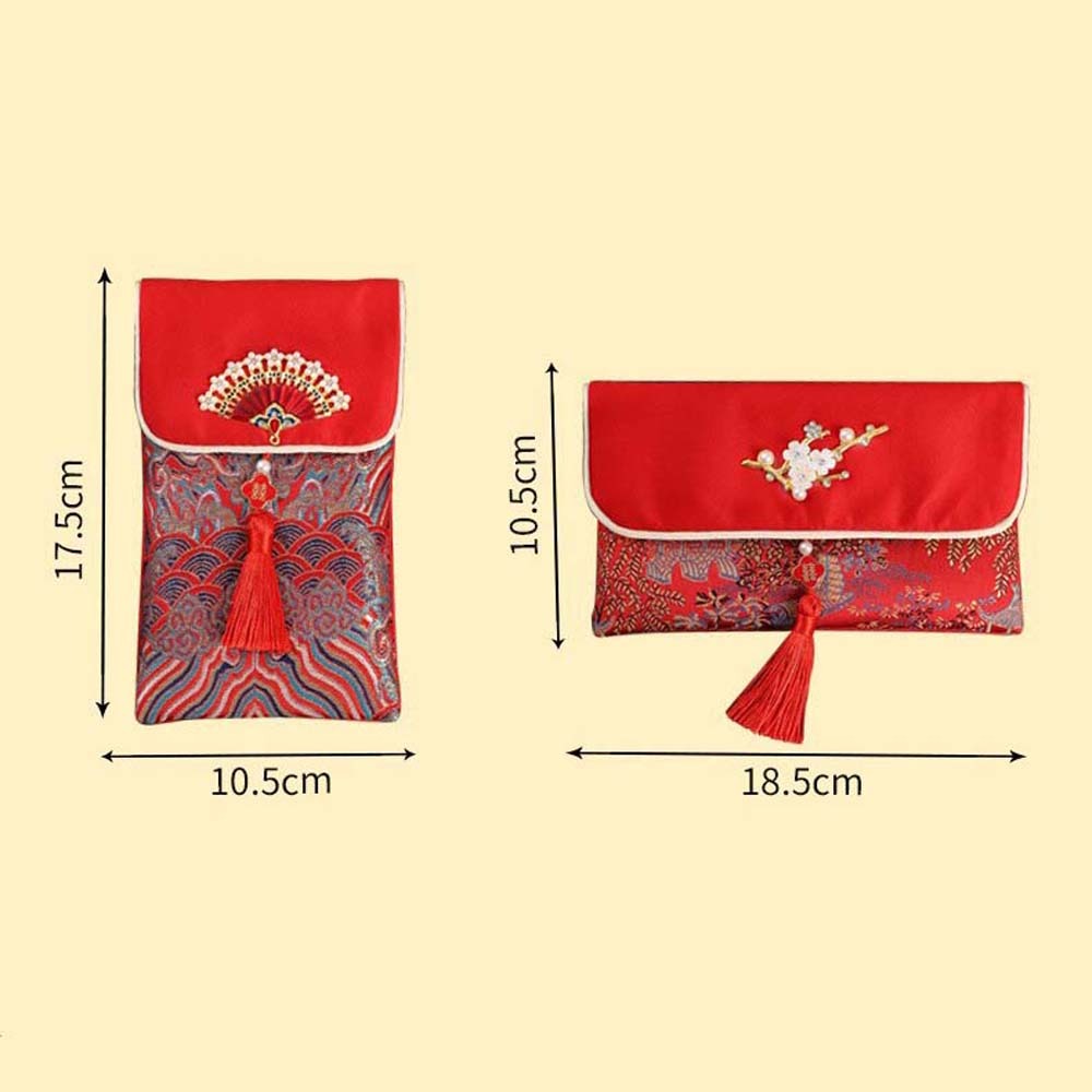New Year Blessing Words Brocad - Embroidery Red 评论和价格