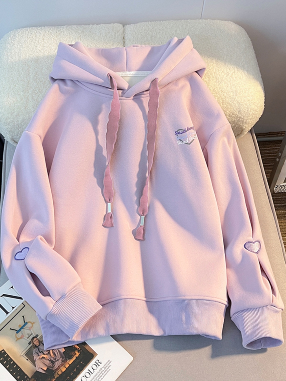 Thickened Hoodie Sweatshirt Gi - Embroidery Design Love 评论和价格