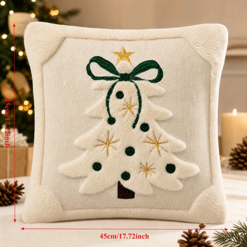 1PCS Pillow Cover Velvet Embro - Embroidery Xmas 评论和价格