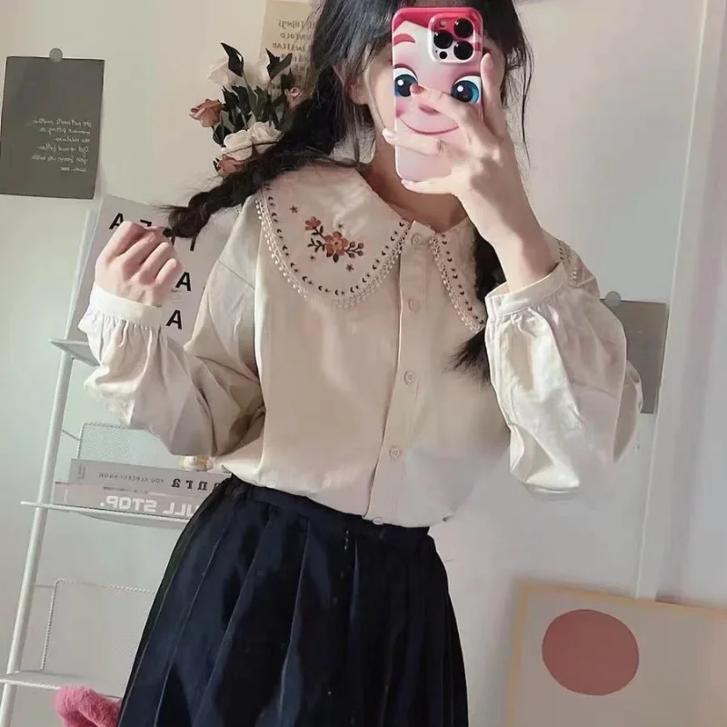 Shirts Women Japan Style Embro - Embroidery Design Love 评论和价格