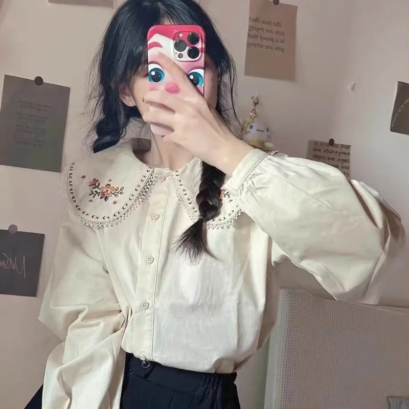 Shirts Women Japan Style Embro - Embroidery Design Love 评论和价格