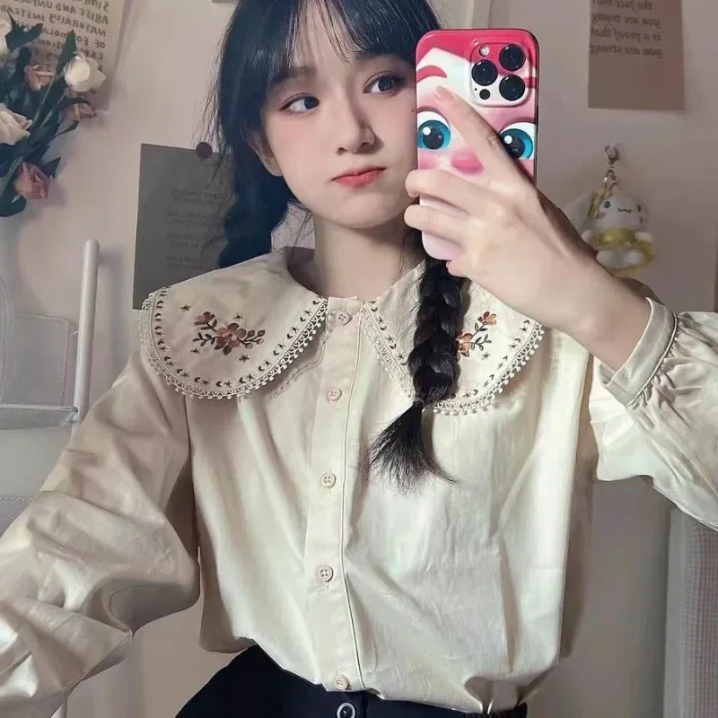 Shirts Women Japan Style Embro - Embroidery Design Love 评论和价格
