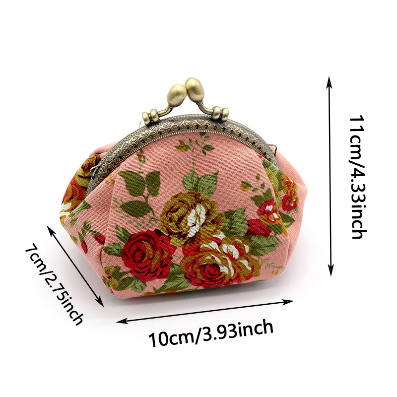 Women's Vintage Rose Print Can - Embroidery Wallet 评论和价格