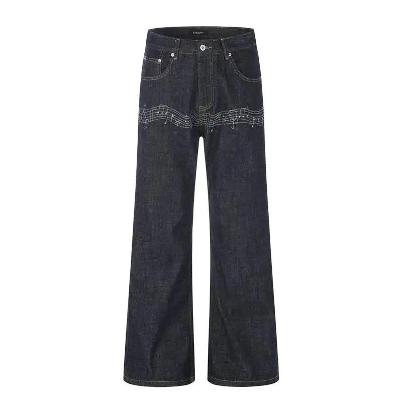 Raw Denim Blue Men's Flared Je - Embroidery Design Love 评论和价格