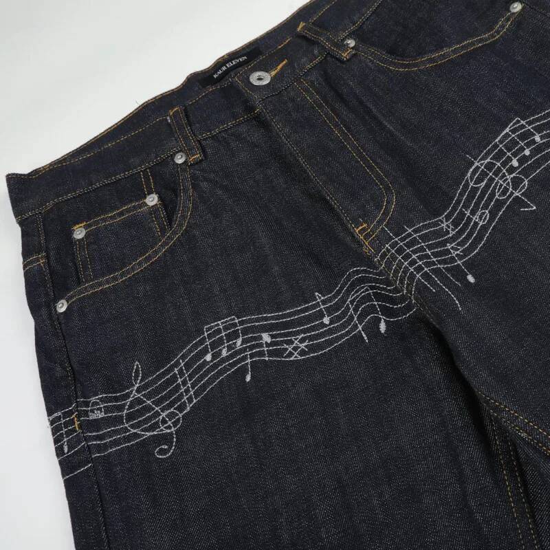Raw Denim Blue Men's Flared Je - Embroidery Design Love 评论和价格