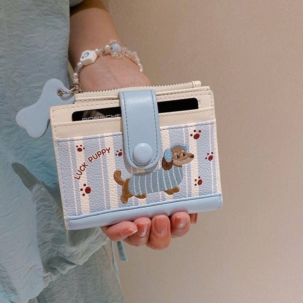 Korean Style Dachshund Embroid - Embroidery Wallet 评论和价格