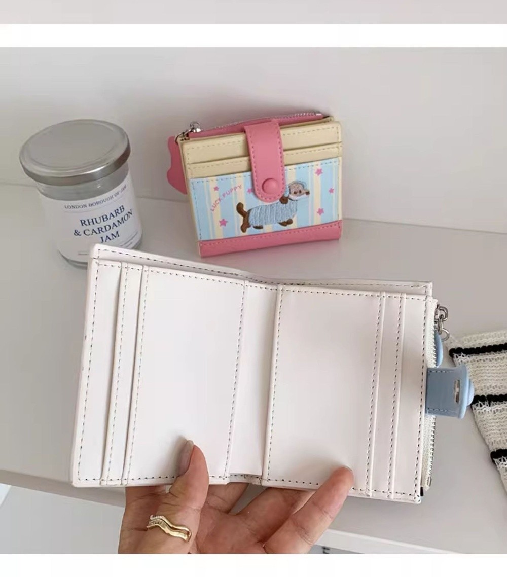 Korean Style Dachshund Embroid - Embroidery Wallet 评论和价格