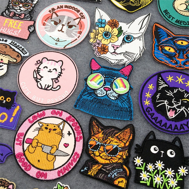 Cat Face Embroidered Patch Car - Embroidery Converse 评论和价格