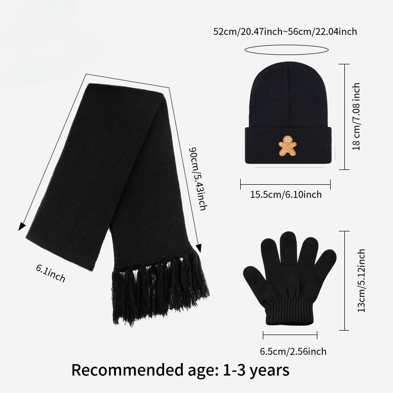 Soft Knitted 3Pcs Toddler Hat  - Embroidery Xmas 评论和价格