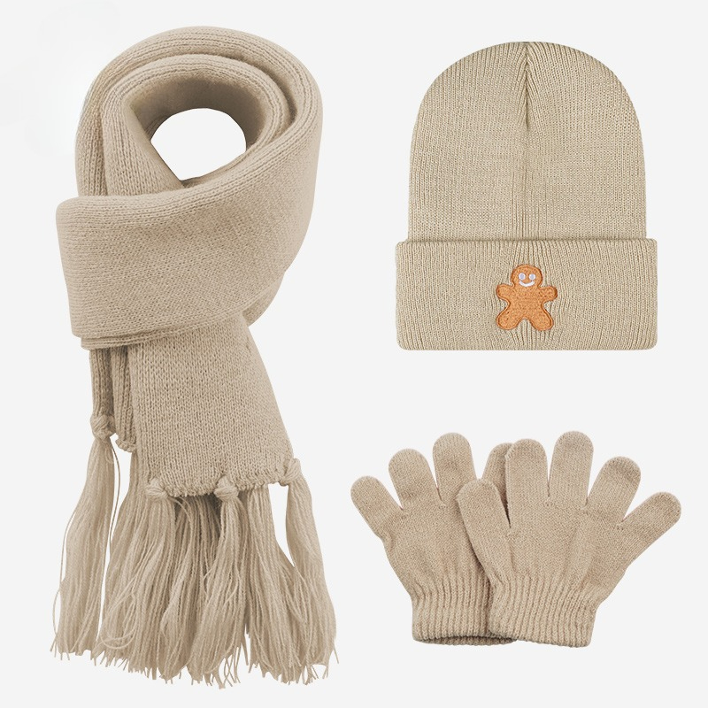 Soft Knitted 3Pcs Toddler Hat  - Embroidery Xmas 评论和价格