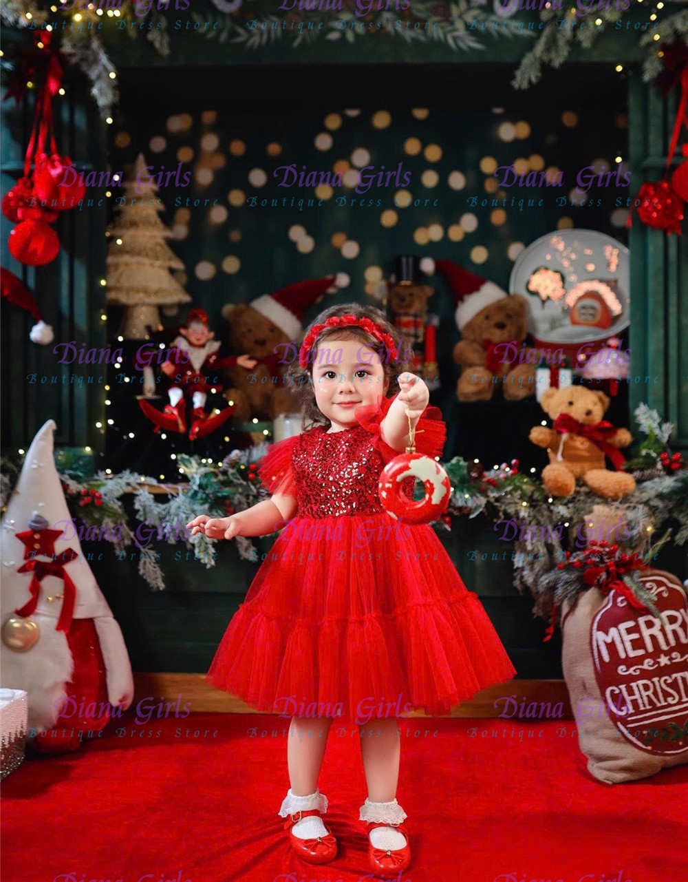 Christmas Exquisite Red Tulle  - Embroidery Red 评论和价格