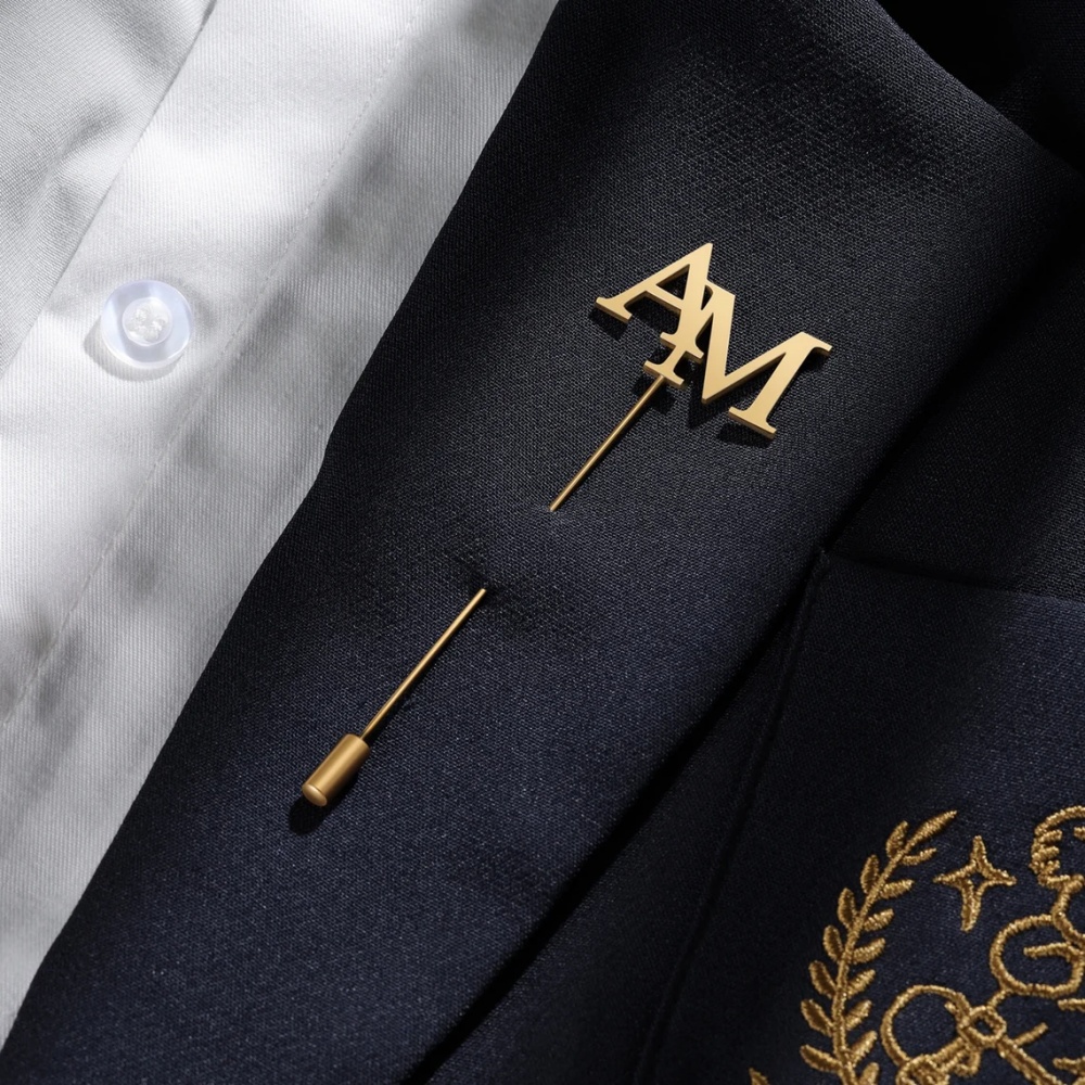 Custom Initials Brooch Men Sta - Embroidery Initials 评论和价格