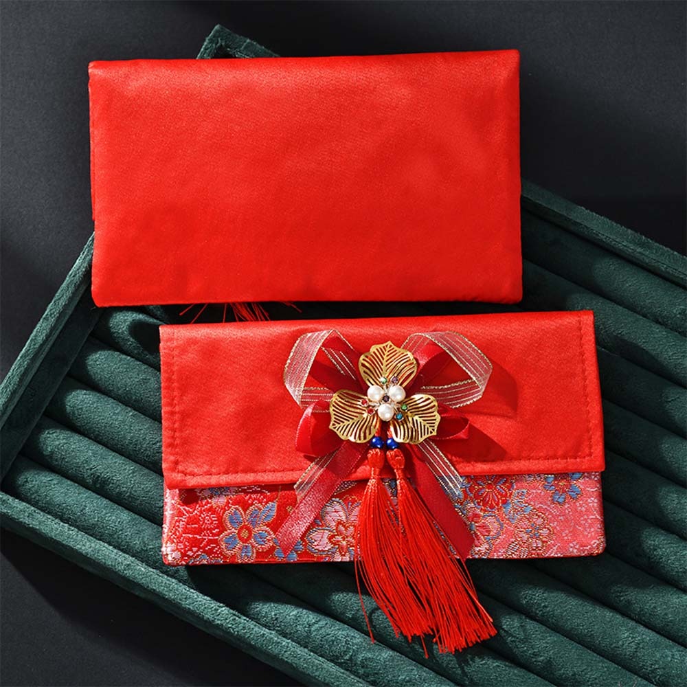 New Year Blessing Words Brocad - Embroidery Red 评论和价格