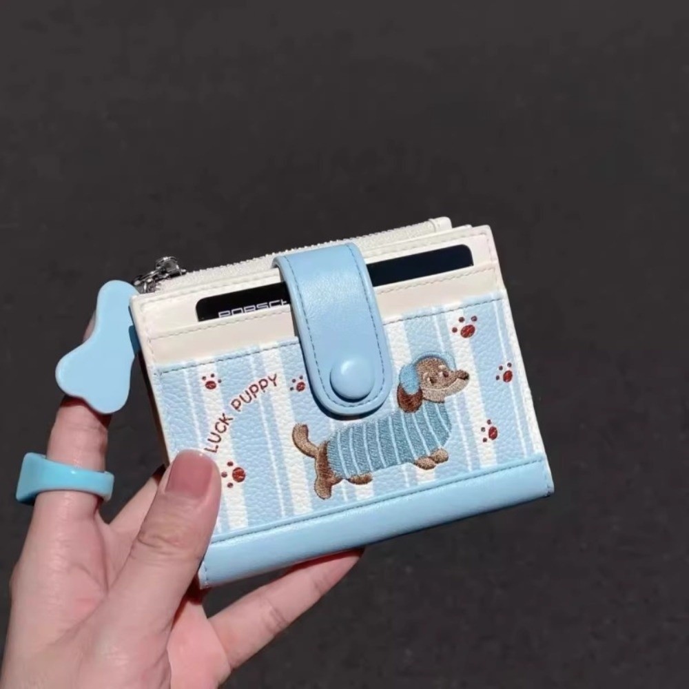 Korean Style Dachshund Embroid - Embroidery Wallet 评论和价格